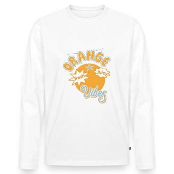 Orangen Vibes Juicy Fruits Sommer Sonne - Männer Premium Bio Langarmshirt - Weiß - Vorne - Nico (187cm)