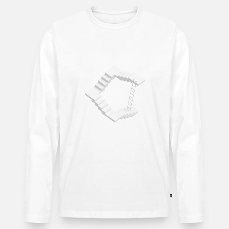 Treppe Fehlkonstruktion - Männer Premium Bio Langarmshirt - Weiß