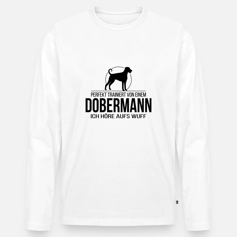DOBERMANN wuff - Männer Premium Bio Langarmshirt - Weiß