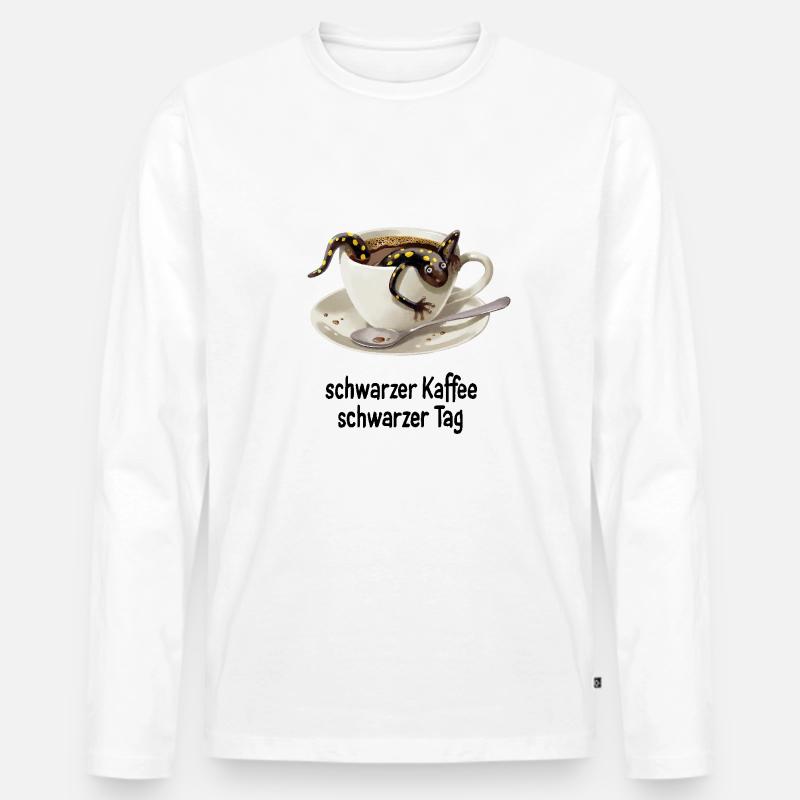 Kaffee–Salamander 2 - Männer Premium Bio Langarmshirt - Weiß