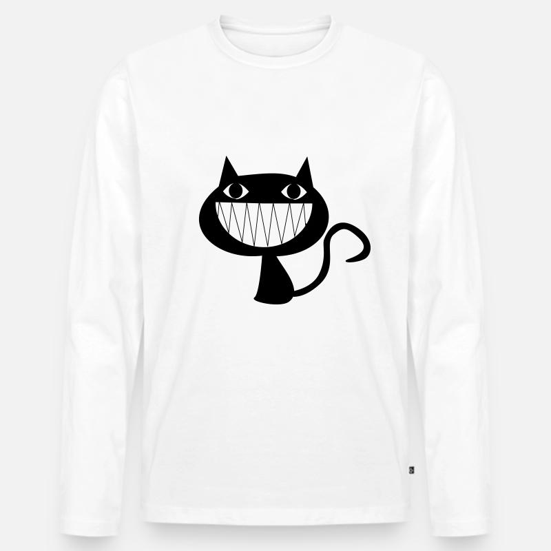 Lachende Katze mit Zähnen - Männer Premium Bio Langarmshirt - Weiß