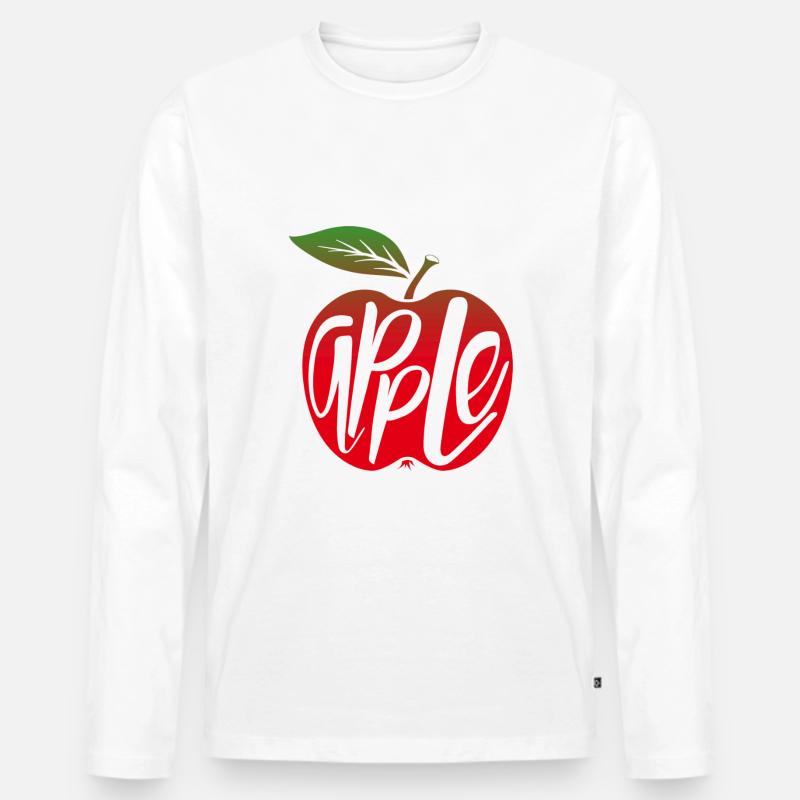 Apple - Männer Premium Bio Langarmshirt - Weiß