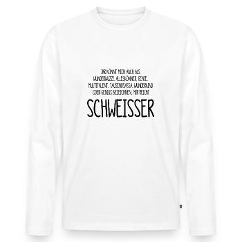 Schweisser – ein Alleskönner, Genie, Multitalent - Männer Premium Bio Langarmshirt - Weiß - Vorne - Nico (187cm)