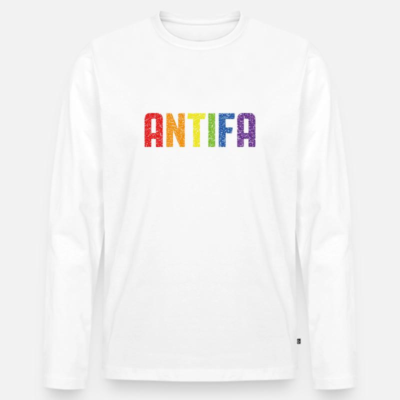 Antifa-Stolz - Männer Premium Bio Langarmshirt - Weiß