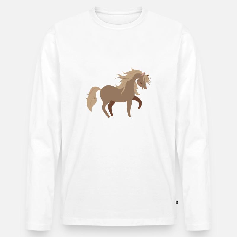 Pferde - Männer Premium Bio Langarmshirt - Weiß