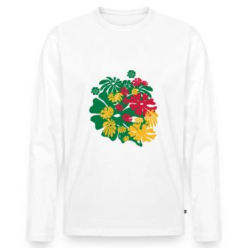 Fleurs Fleurs Floral Hawaii Funky Cool Design - T-shirt manches longues Premium bio Homme - blanc - Devant - Nico (187cm)