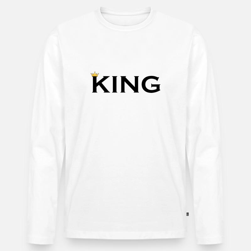 KING mit Krone - Männer Premium Bio Langarmshirt - Weiß