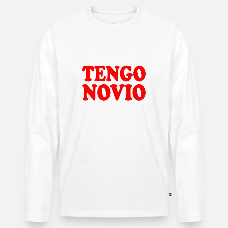 Ich habe einen Freund - Männer Premium Bio Langarmshirt - Weiß