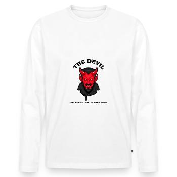 THE DEVIL - VICTIM OF BAD MARKETING - Men's Premium Organic Long Sleeve Shirt - white - Front - Nico (187cm)