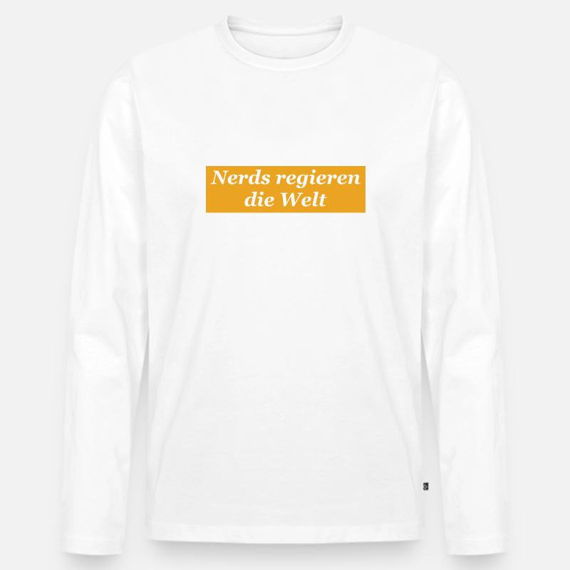 Nerds regieren transparente Schrift - Männer Premium Bio Langarmshirt - Weiß
