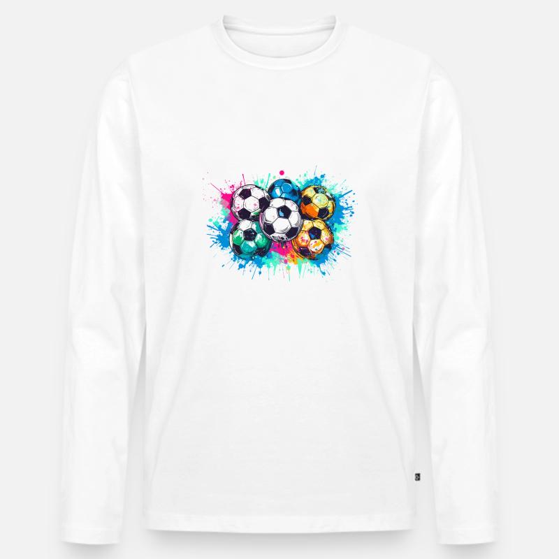 Fußball,Bälle,bunt,Graffiti,Malerei, illustration - Männer Premium Bio Langarmshirt - Weiß
