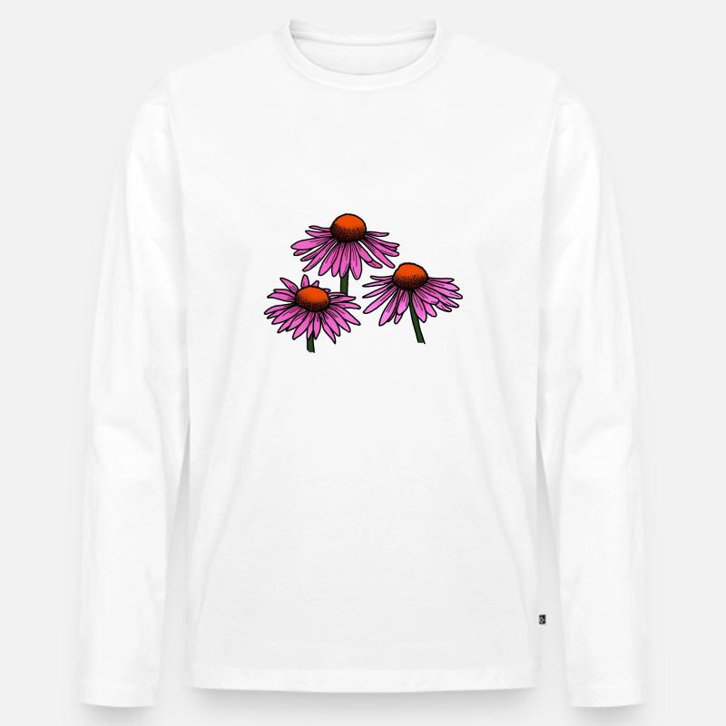 Sonnenhut - Blume - Männer Premium Bio Langarmshirt - Weiß