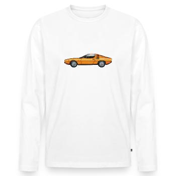 Illustration vom AR Montreal im Profil in Orange - Männer Premium Bio Langarmshirt - Weiß - Vorne - Nico (187cm)