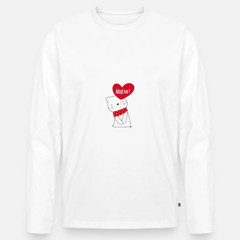 CAdopte-moi - Chat - Männer Premium Bio Langarmshirt - Weiß