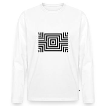 geometrisches Muster in schwarz weiß - Männer Premium Bio Langarmshirt - Weiß - Vorne - Nico (187cm)