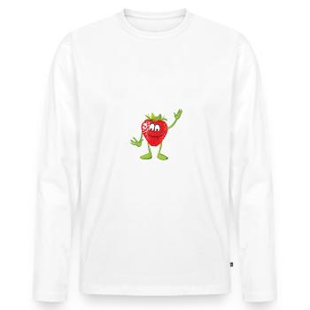 Design mein Erdbeer Shirt - Männer Premium Bio Langarmshirt - Weiß - Vorne - Nico (187cm)