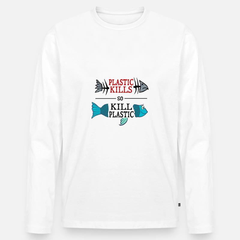 plastic kills - so kill plastic - Männer Premium Bio Langarmshirt - Weiß