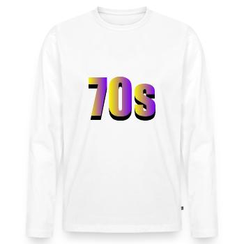Jaune violet des années 70 - T-shirt manches longues Premium bio Homme - blanc - Devant - Nico (187cm)