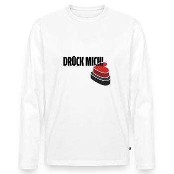 Drück mich! Lustiger Spruch. Shirt - Männer Premium Bio Langarmshirt - Weiß - Vorne - Nico (187cm)