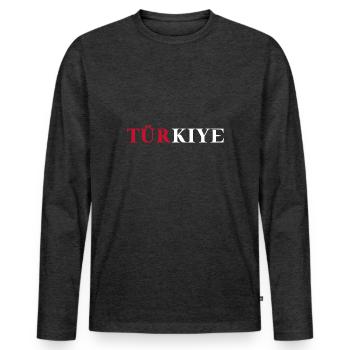Idée cadeau Turquie Turquie Drapeau turc - T-shirt manches longues Premium bio Homme - anthracite chiné - Devant - Nico (187cm)
