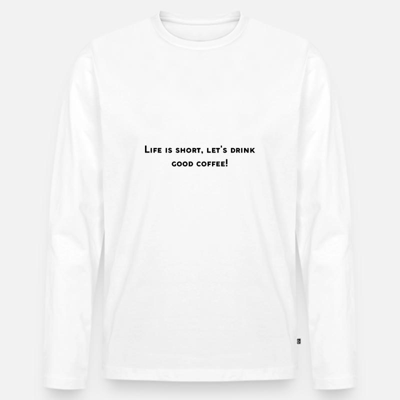 Lustiges Kaffee-Design - Männer Premium Bio Langarmshirt - Weiß