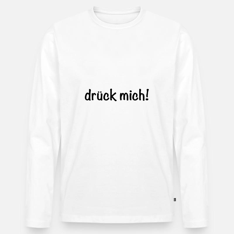 Drück mich - Männer Premium Bio Langarmshirt - Weiß