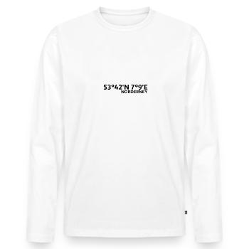 Coordonnées norderney - T-shirt manches longues Premium bio Homme - blanc - Devant - Nico (187cm)