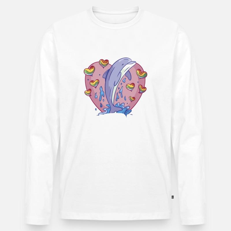 Delfin Delfinschule Säugetier Meer Delfinarium - Männer Premium Bio Langarmshirt - Weiß