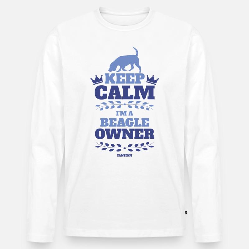 keep calm Beagle - Männer Premium Bio Langarmshirt - Weiß