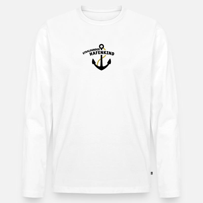 Stralsunder Hafenkind - Männer Premium Bio Langarmshirt - Weiß