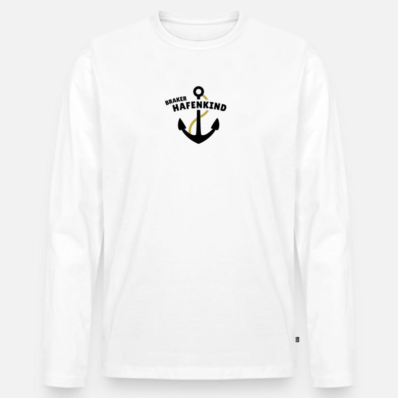Braker Hafenkind - Männer Premium Bio Langarmshirt - Weiß