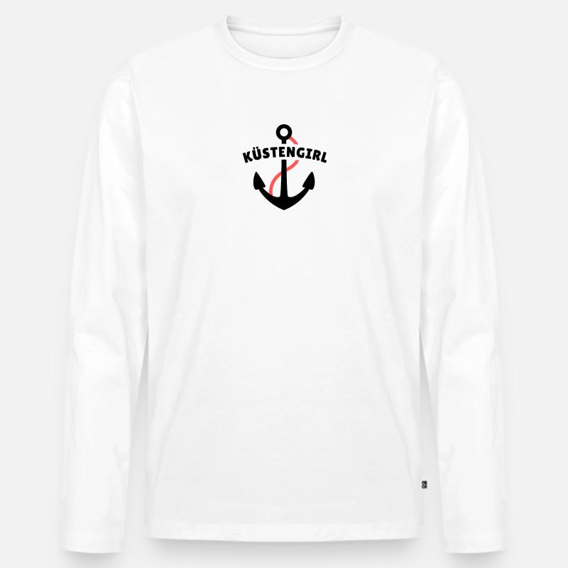 Küstengirl - Männer Premium Bio Langarmshirt - Weiß