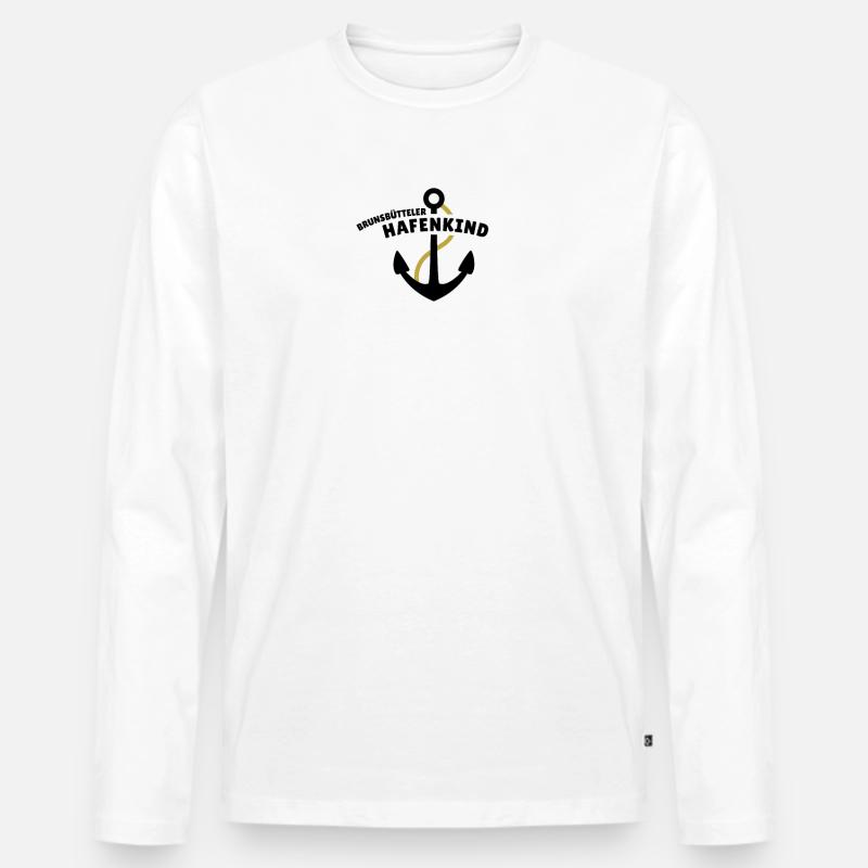 Brunsbütteler Hafenkind - Männer Premium Bio Langarmshirt - Weiß