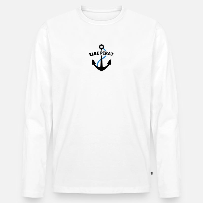 Elbe Pirat - Männer Premium Bio Langarmshirt - Weiß
