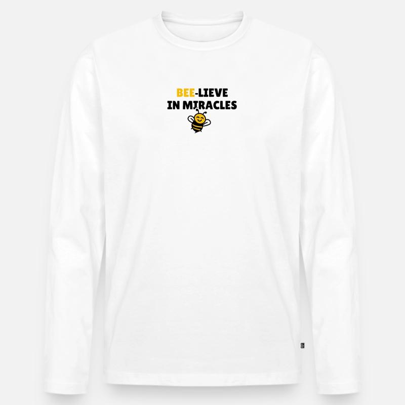 Bee-lieve in miracles - Männer Premium Bio Langarmshirt - Weiß