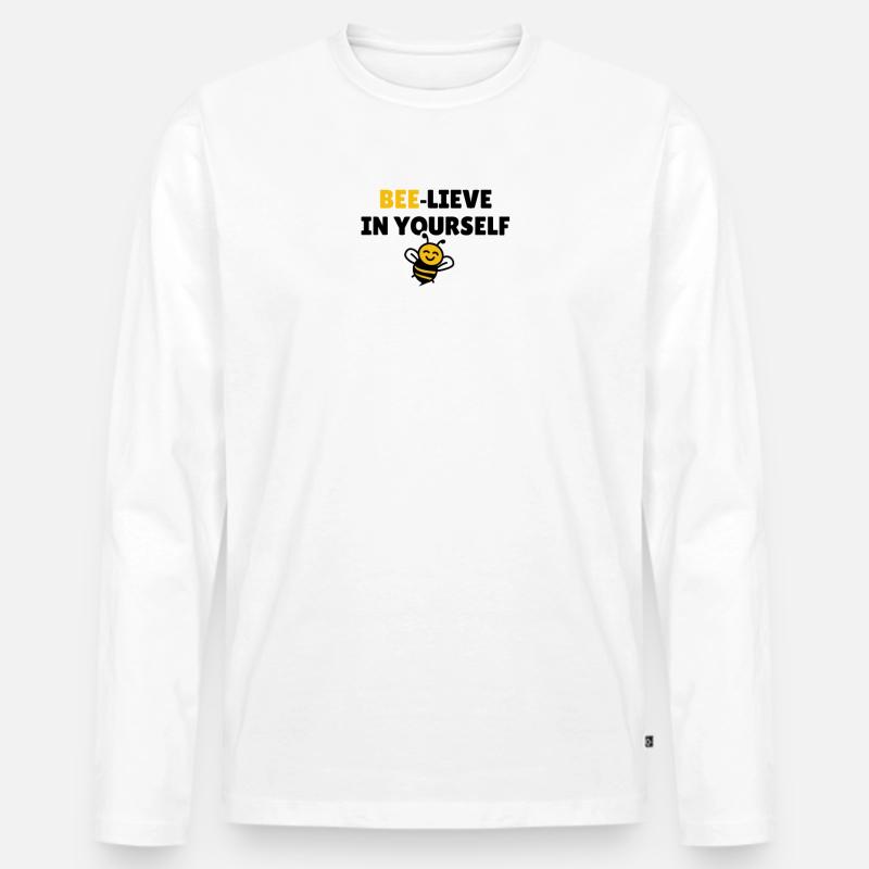 Bee-lieve in yourself - Männer Premium Bio Langarmshirt - Weiß