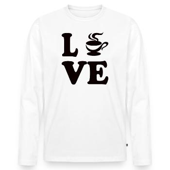 I love Coffee - Men's Premium Organic Long Sleeve Shirt - white - Front - Nico (187cm)