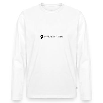 Mainz Koordinaten - Männer Premium Bio Langarmshirt - Weiß - Vorne - Nico (187cm)