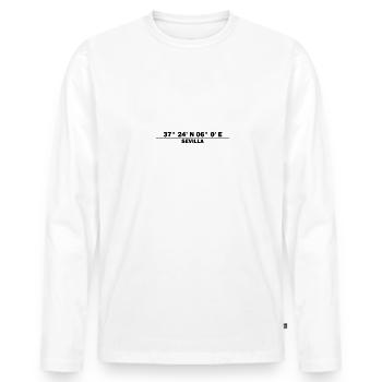 Sevilla Koordinaten - Männer Premium Bio Langarmshirt - Weiß - Vorne - Nico (187cm)