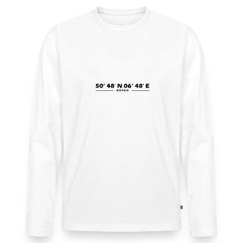 Düren Koordinaten - Männer Premium Bio Langarmshirt - Weiß - Vorne - Nico (187cm)