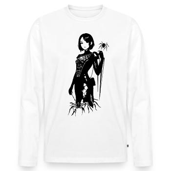 spinne,schwarz,tarantel,illustration,anime,comic, - Männer Premium Bio Langarmshirt - Weiß - Vorne - Nico (187cm)