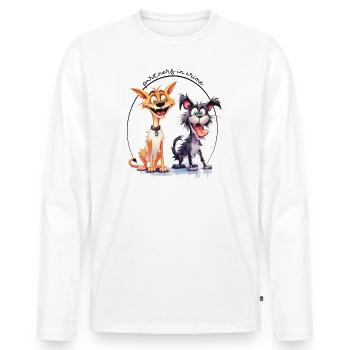 Partenaires criminels | Texte sombre - T-shirt manches longues Premium bio Homme - blanc - Devant - Nico (187cm)