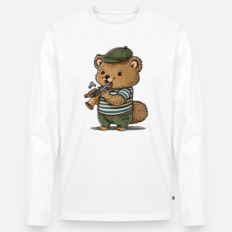 Quokka Trompeter - Männer Premium Bio Langarmshirt - Weiß
