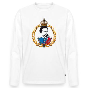 Ludwig von Bayern - Lorbeeren & Krone - Männer Premium Bio Langarmshirt - Weiß - Vorne - Nico (187cm)