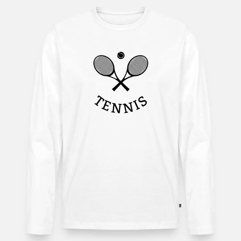 Tennis Tennisschlaeger Geschenk - Männer Premium Bio Langarmshirt - Weiß