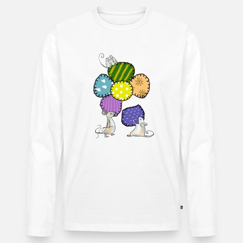 Blüte nähen - Männer Premium Bio Langarmshirt - Weiß