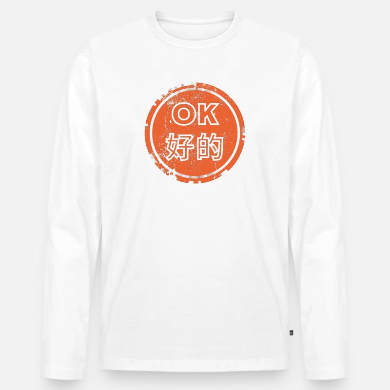OK auf Chinesisch - Männer Premium Bio Langarmshirt - Weiß