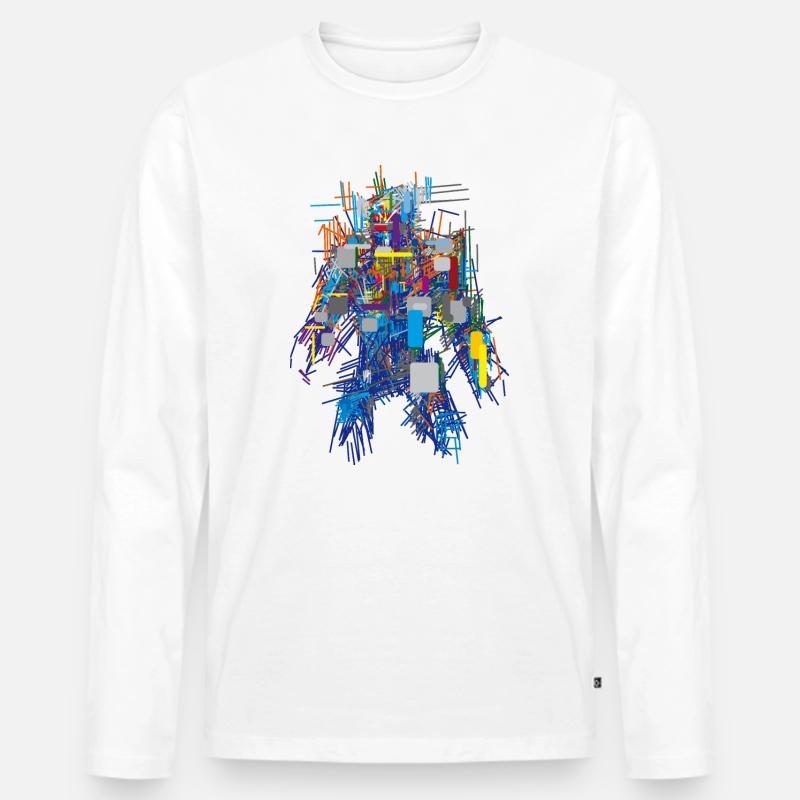 Cyber Android Abstrakt - Männer Premium Bio Langarmshirt - Weiß