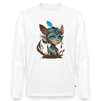 Blaue Maske der Waldgeister – Avatar - Männer Premium Bio Langarmshirt - Weiß - Vorne - Nico (187cm)