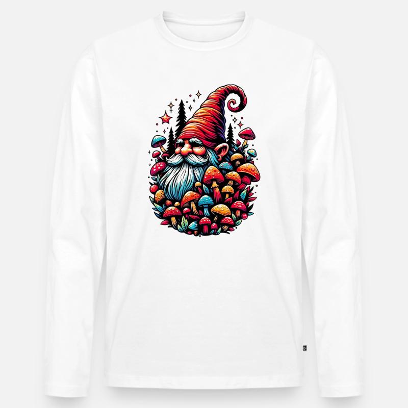 Gnom - Männer Premium Bio Langarmshirt - Weiß